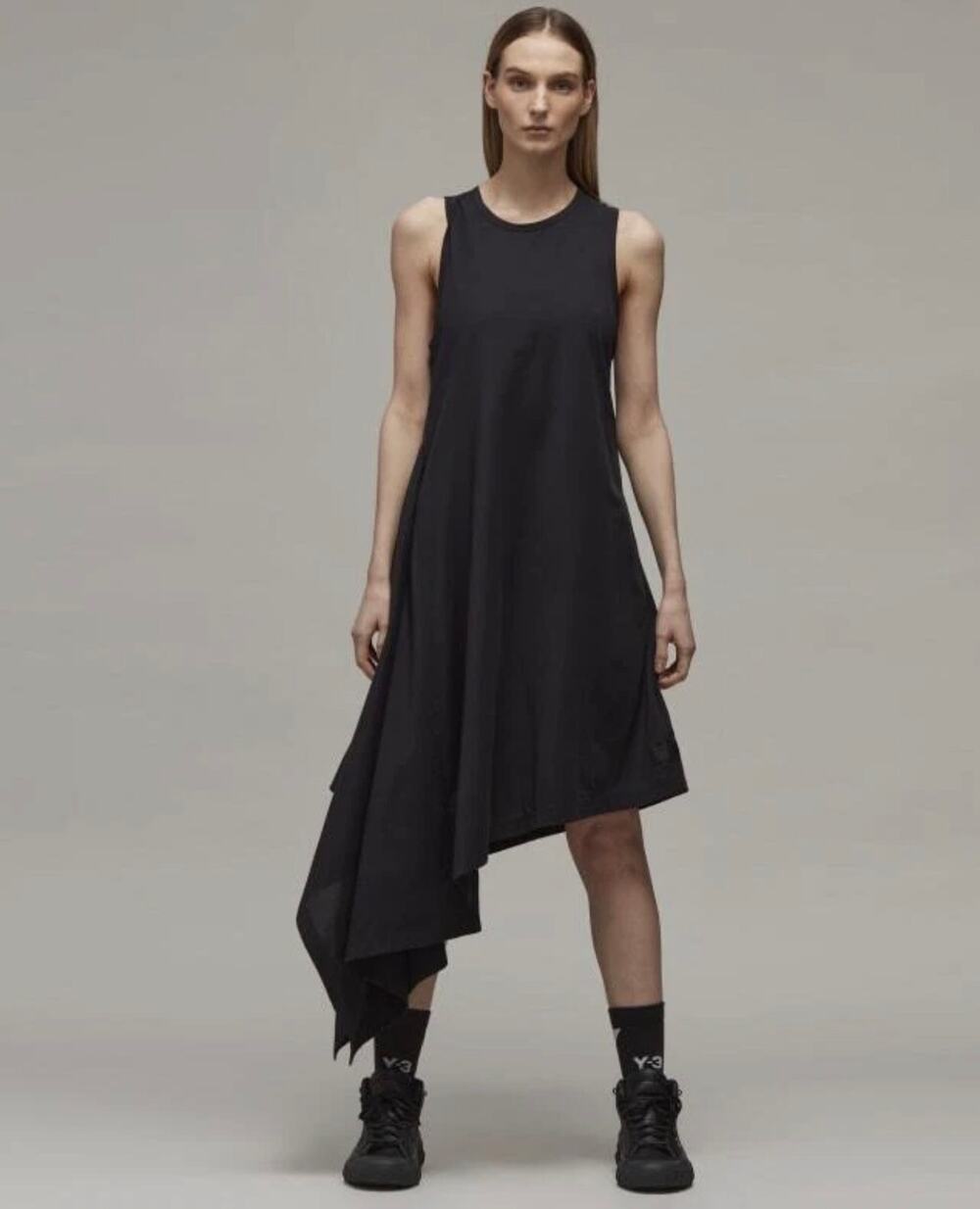 Y-3 Yohji Yamamoto Adidas H63039 Asymmetric Black Dress Size L NWT